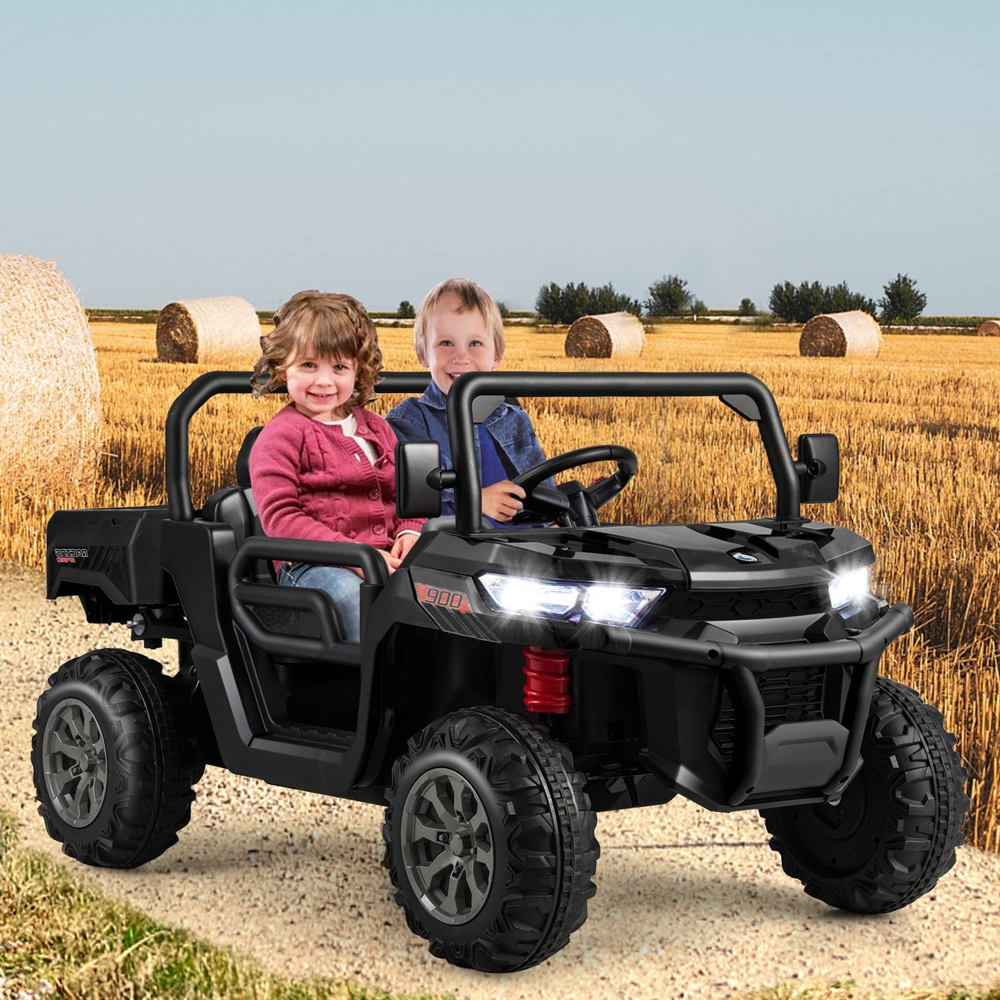 24V Ride on Dump Truck with Remote Control and Power Dump-Black, Assembled