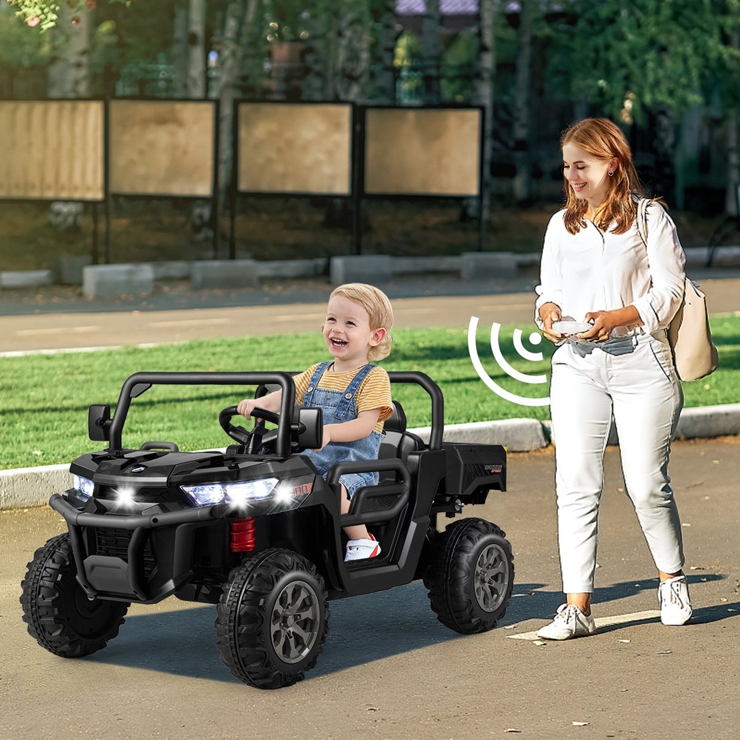 24V Ride on Dump Truck with Remote Control and Power Dump-Black, Assembled