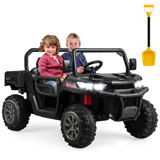24V Ride on Dump Truck with Remote Control and Power Dump-Black, Assembled
