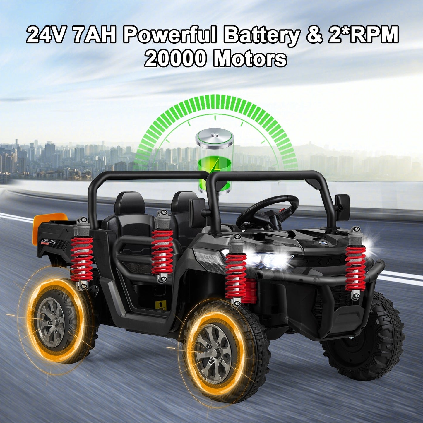 24V Ride on Dump Truck with Remote Control and Power Dump-Black, Assembled