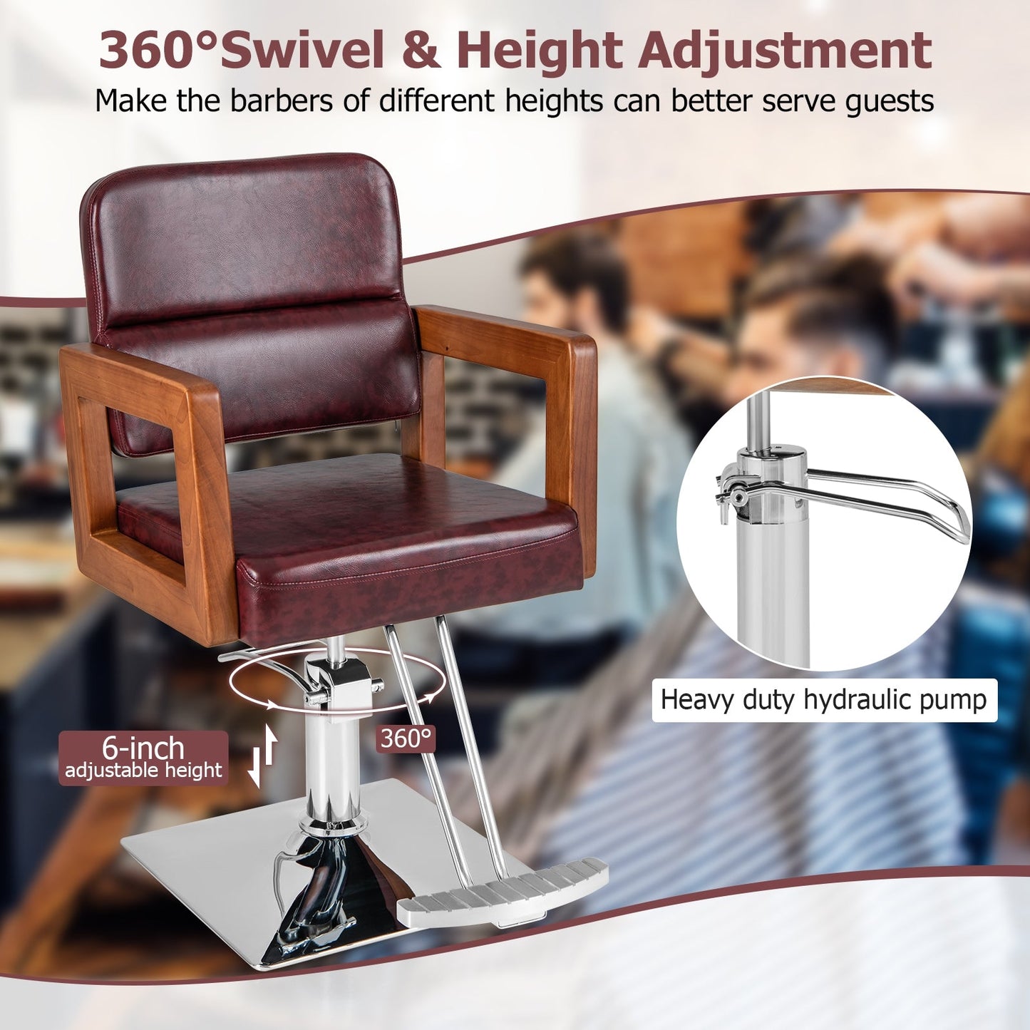 Hydraulic Barber Salon Chair -Red (assembled) Scratch & Dent