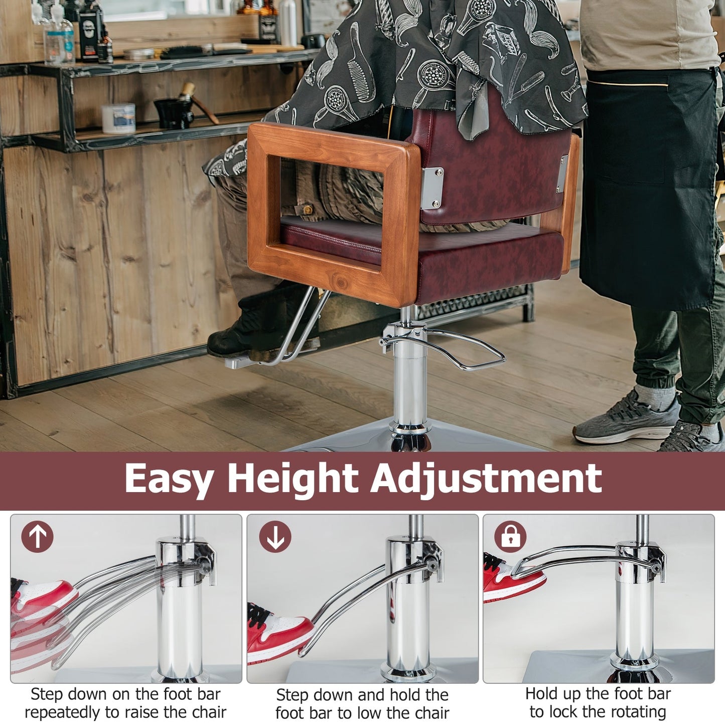 Hydraulic Barber Salon Chair -Red (assembled) Scratch & Dent