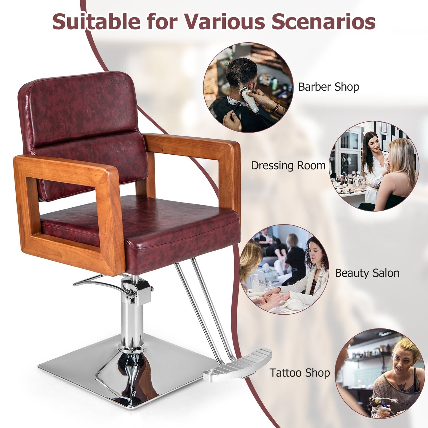 Hydraulic Barber Salon Chair -Red (assembled) Scratch & Dent