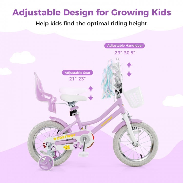 SPECIAL, 14`` Bicycle with Training Wheels and Basket for Boys and Girls Age 3-9 Years, assembled