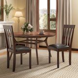 Dining Chair Set of 2 Upholstered Wooden Kitchen Chairs with Padded Seat and Rubber Wood Frame-Espresso