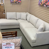 Thomasville Modern Fabric Sectional, display model, slightly marked