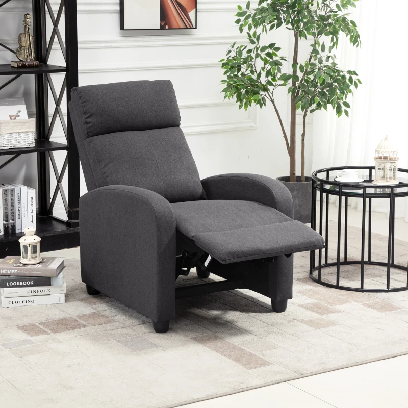 Fabric Recliner Chair Manual Home Theater Seating Single Reclining Chair. Dark Grey