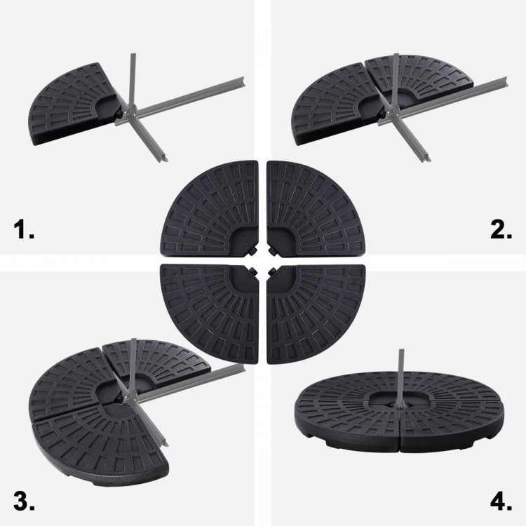 4 Pieces Round Cantilever Umbrella Base with Carry Handles for Garden