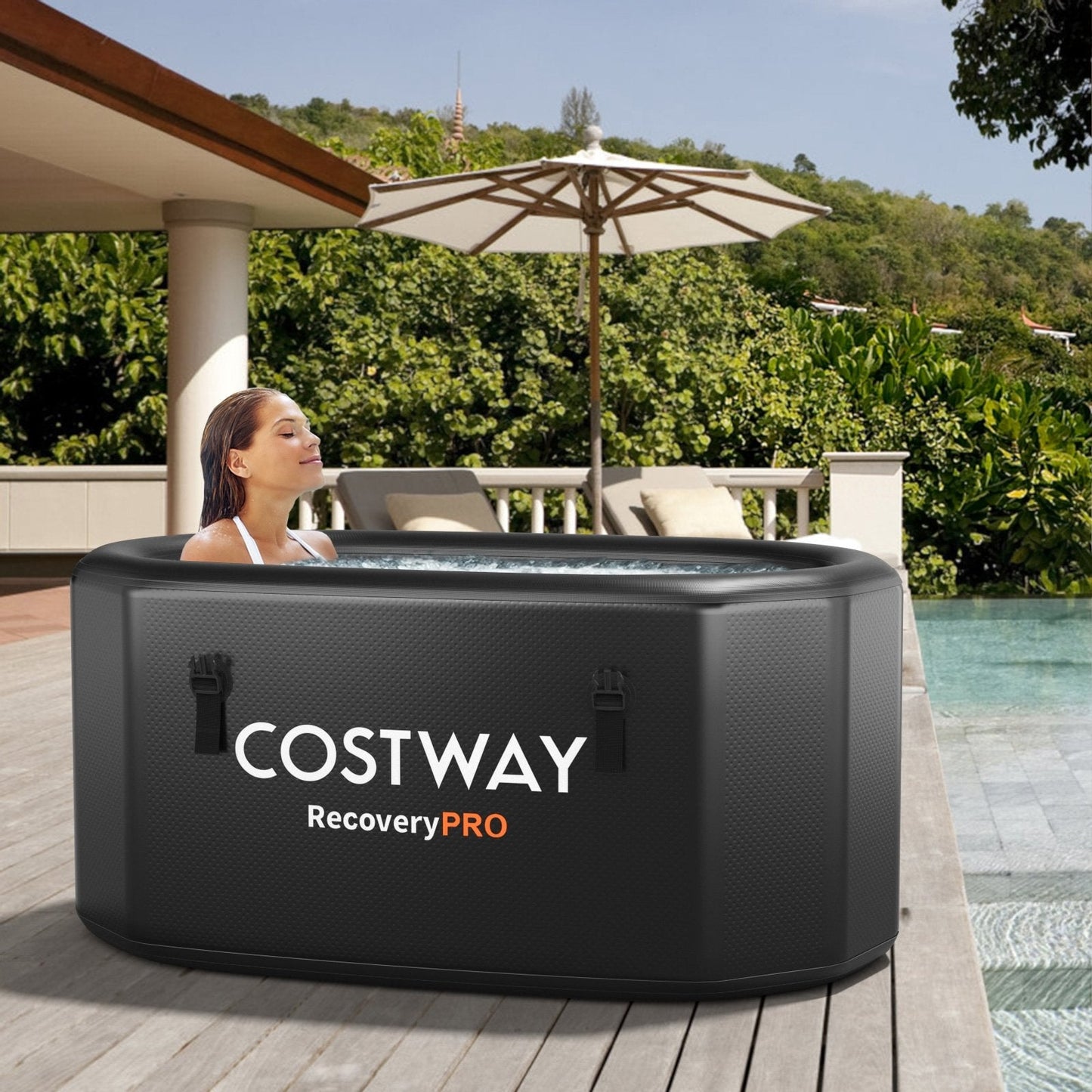 Portable Ice Bath Tub for Home with Lid and Cover-Black (Customer Return)