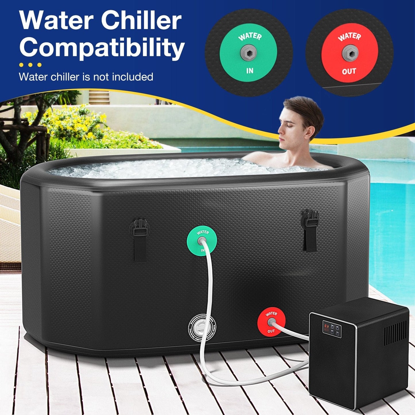 Portable Ice Bath Tub for Home with Lid and Cover-Black (Customer Return)