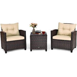 3 Pieces Patio Rattan Furniture Set *fully assembled* - HW68667BN