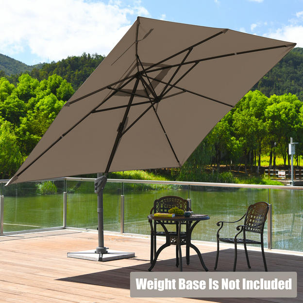 10'x13' Patio Offset Cantilever Umbrella 360° Rotation Tilt, 1 box unassembled, grey, weighted base not included