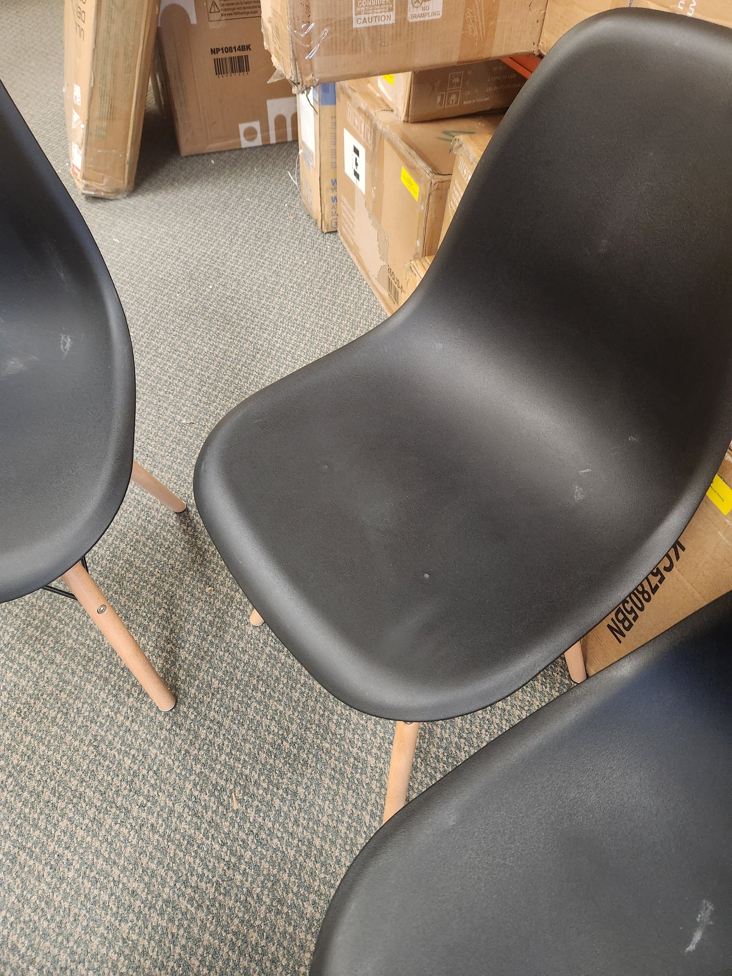 Set of 4 Modern Dining Side Chair Wood Legs-Black (Customer Return)