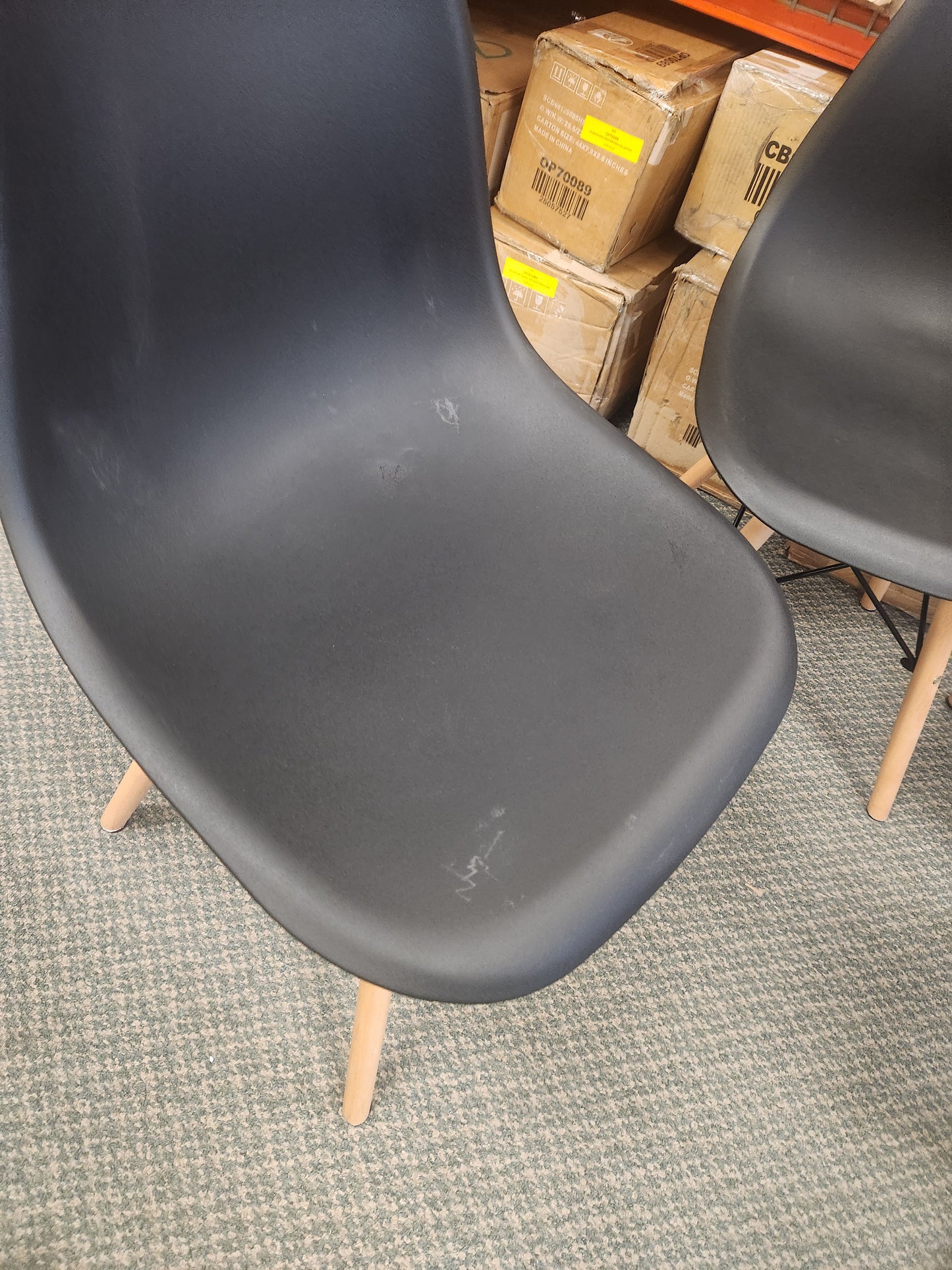 Set of 4 Modern Dining Side Chair Wood Legs-Black (Customer Return)