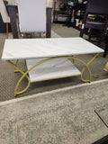 2-Tier Coffee Table Gold Rectangle for Living Room-Olive