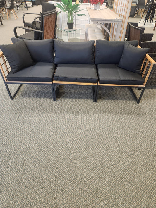 Acacia Wood Conversation Sofa - Black (Assembled)