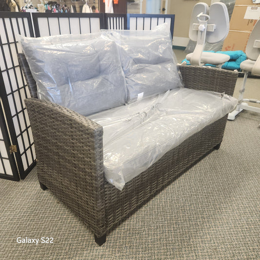 Patio Rattan Conversation Sofa - Grey (Fully Assembled)