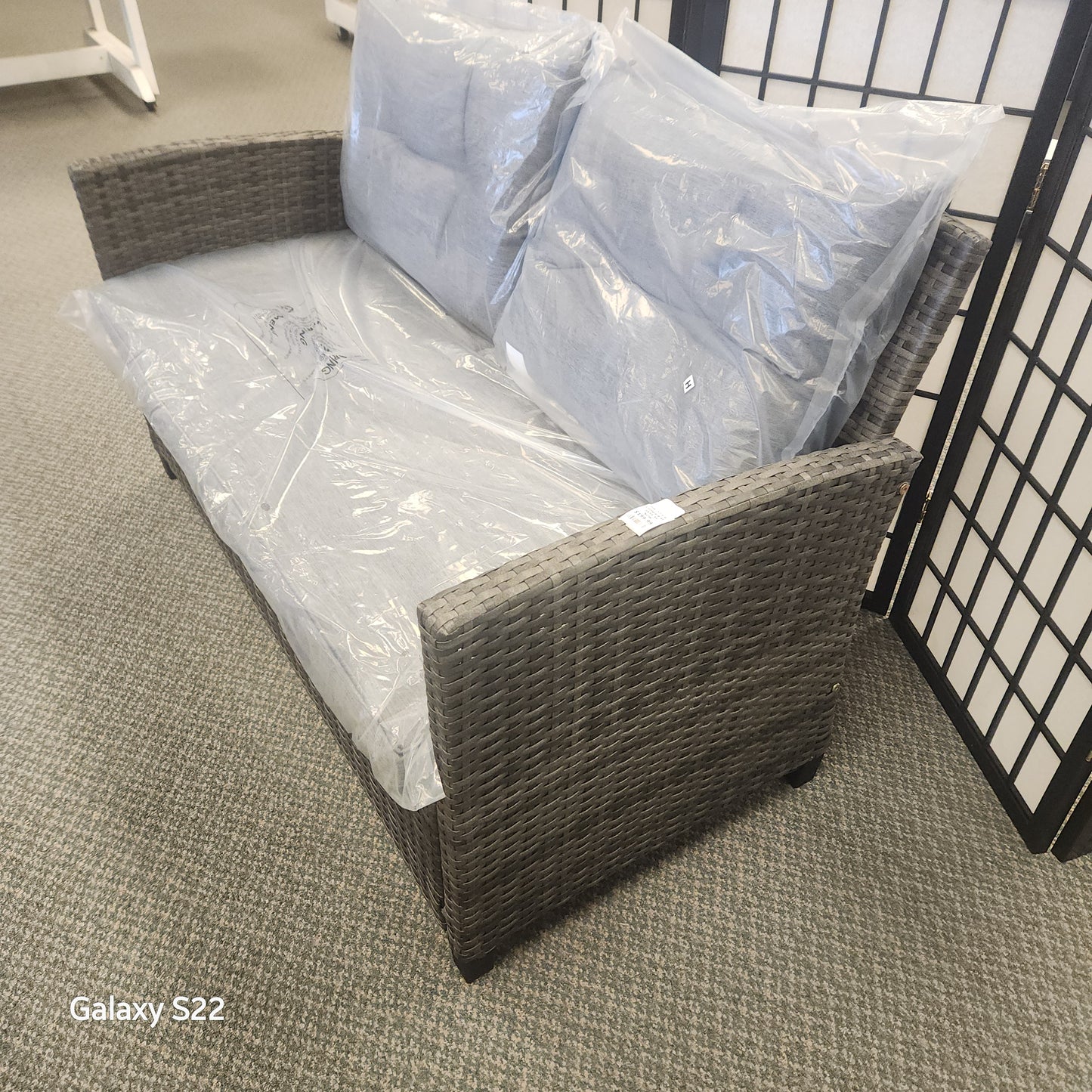 Patio Rattan Conversation Sofa - Grey (Fully Assembled)