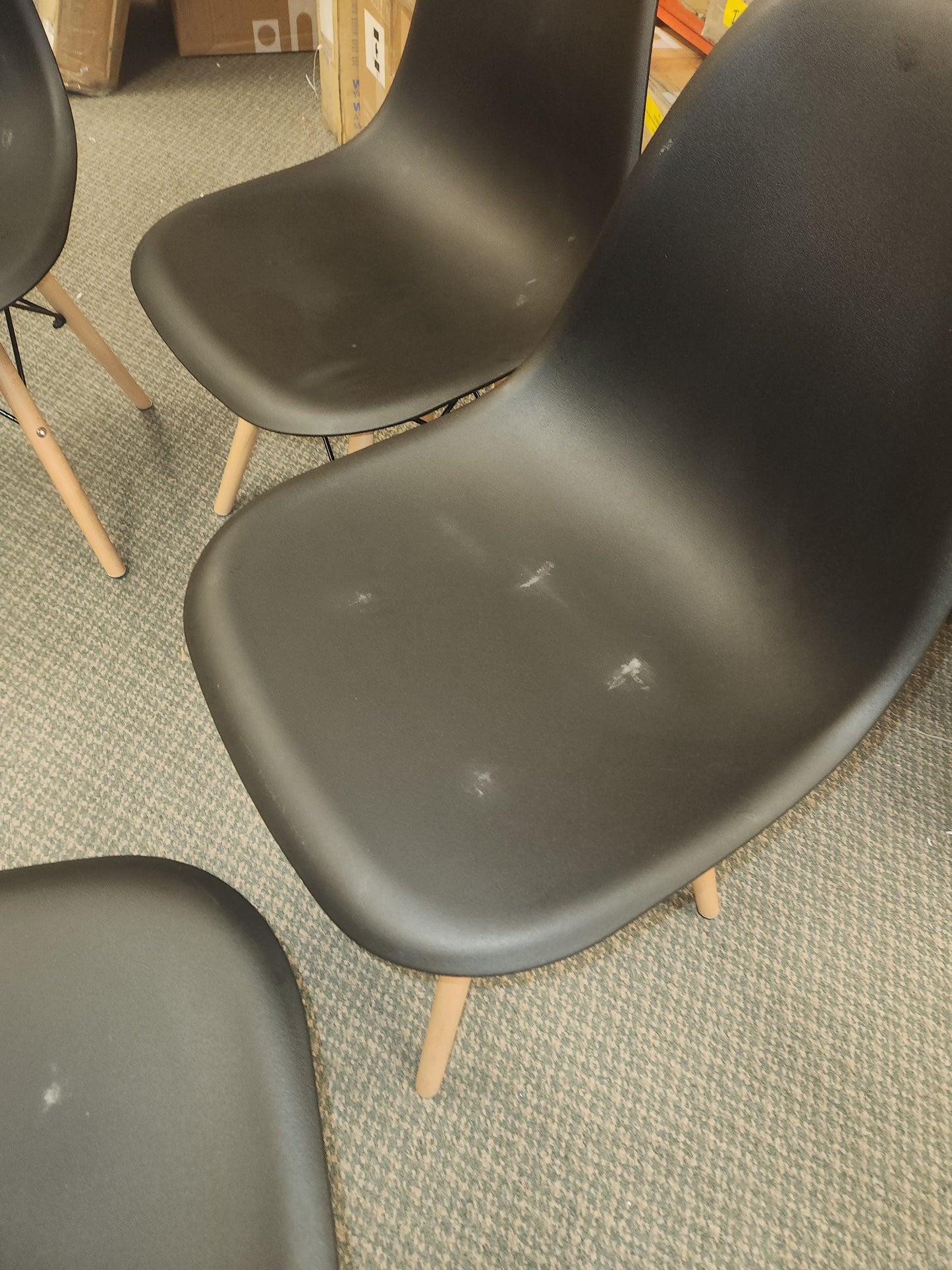 Set of 4 Modern Dining Side Chair Wood Legs-Black (Customer Return)