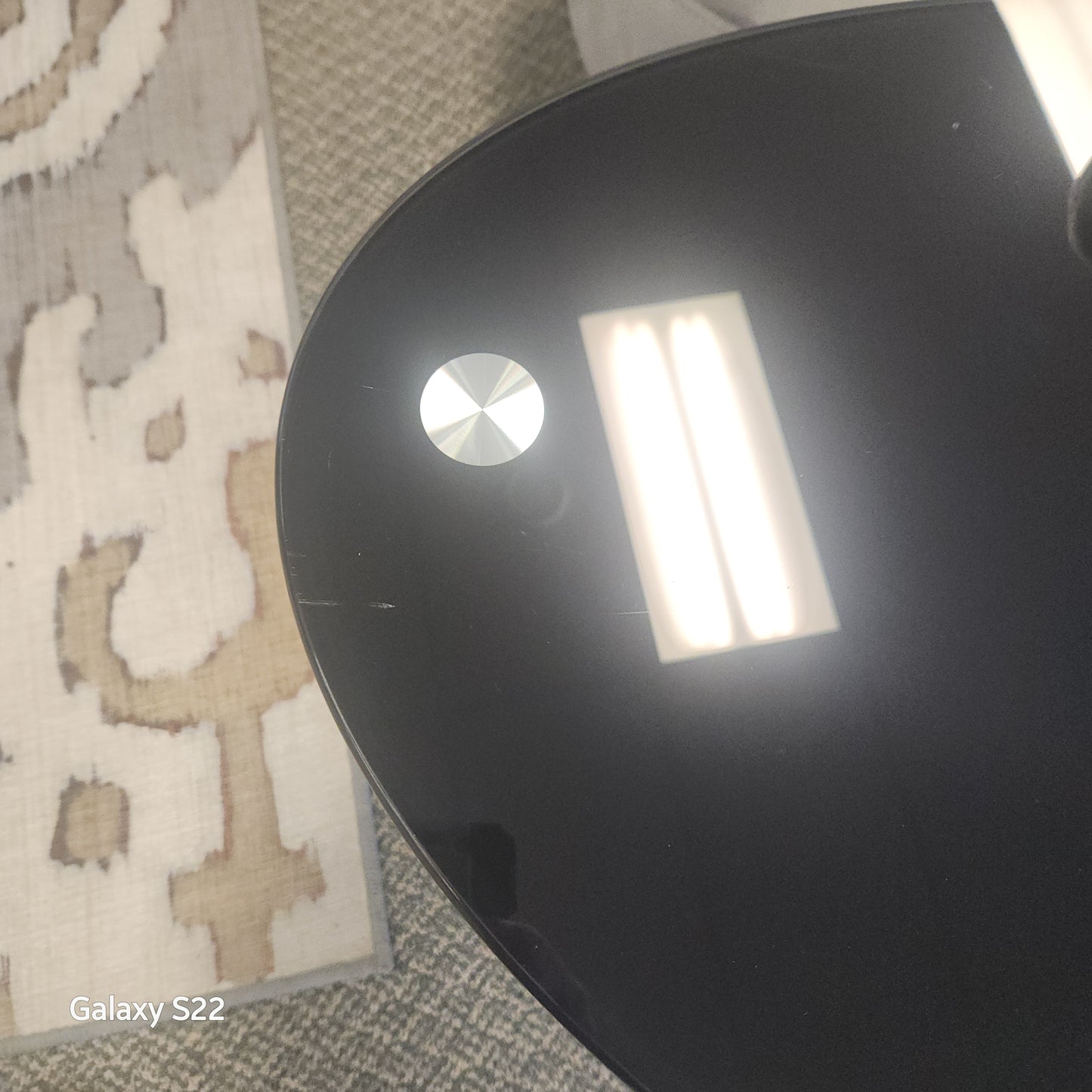 Tempered Glass Oval Side Coffee Table-Black (Scratch and Dent)