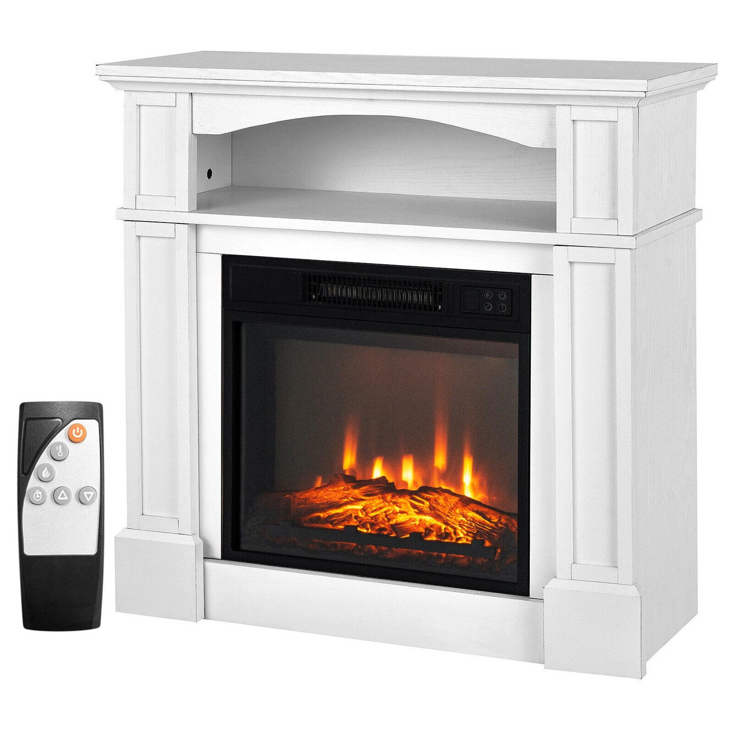 32" 1400W Electric Fireplace Mantel or TV Stand fireplace included, fully assembled