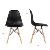 4 piece set,  Modern Dining Side Chair Wood Legs-Black