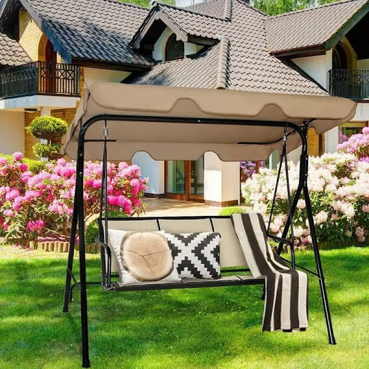 Costway Converting Swing Canopy Hammock 3 Seats Patio Deck Furniture