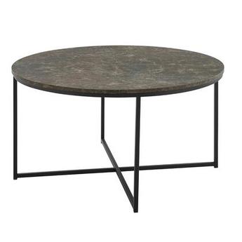 Walker Edison Cora Modern Round Faux Marble Top Coffee Table with X Base