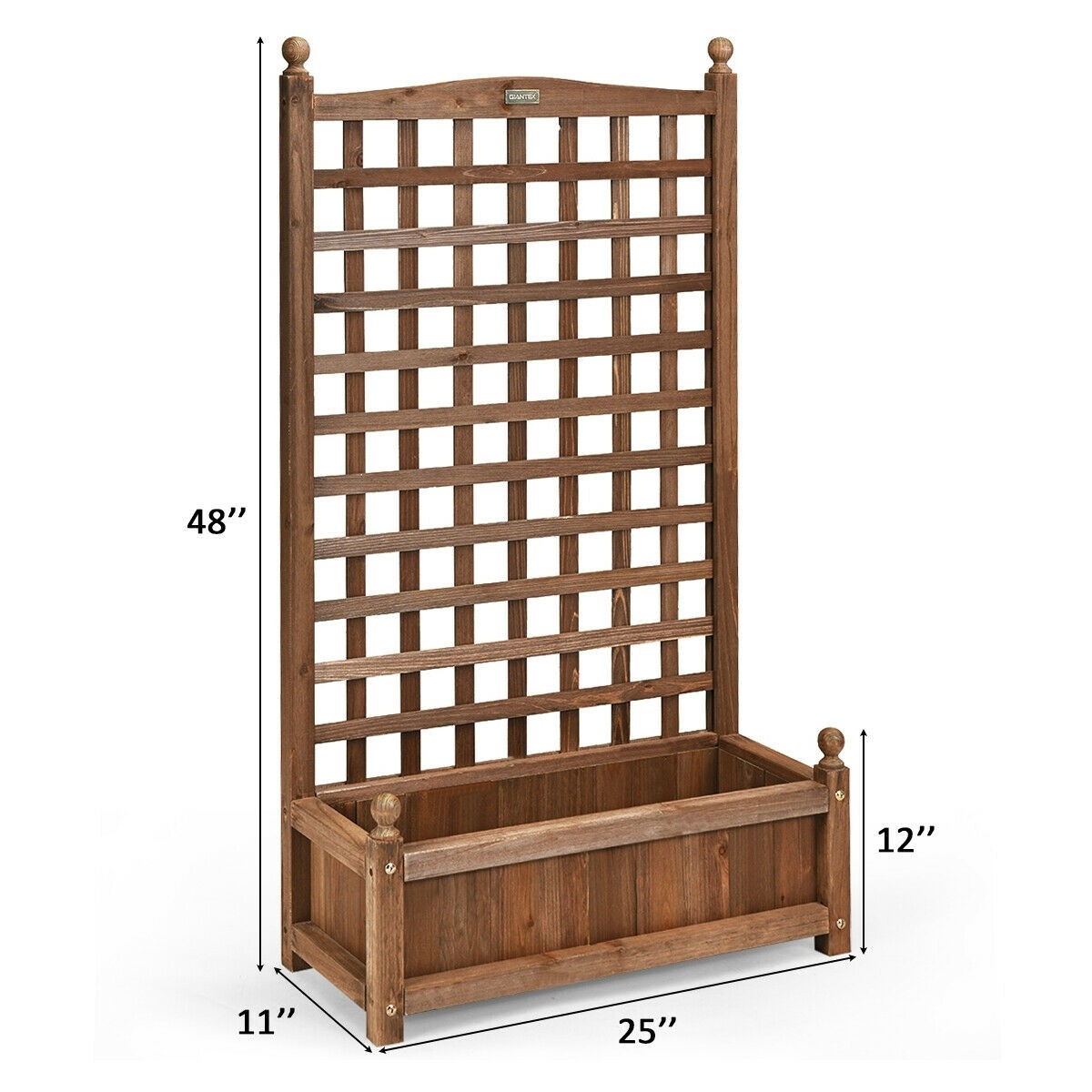 Solid Free Standing Wood Planter Box with Trellis for Garden, fully assembled