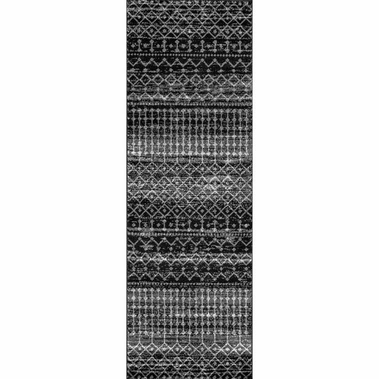 Amandine Geometric Black Area Rug -  Runner 2'6" x 18'