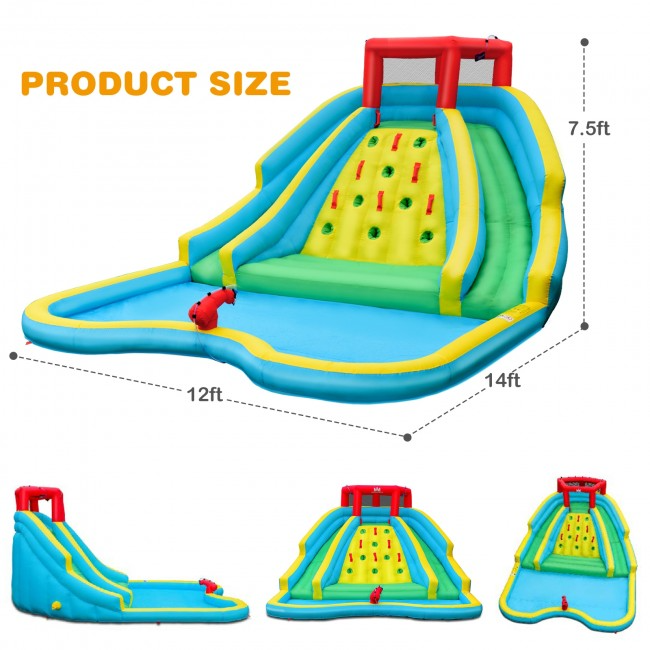 Double Side Inflatable Water Slide Park with Climbing Wall for Outdoor  - Without Blower