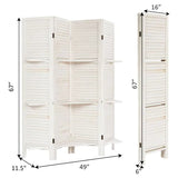 4 Panel Folding Room Divider Screen W/3 Display Shelves 5.6 Ft Tall *SCRATCH & DENT*