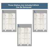 4 Panel Folding Room Divider Screen W/3 Display Shelves 5.6 Ft Tall