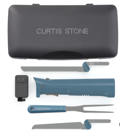 Curtis Stone Cordless Electric Carving Knife Set wit Case - SLATE BLUE