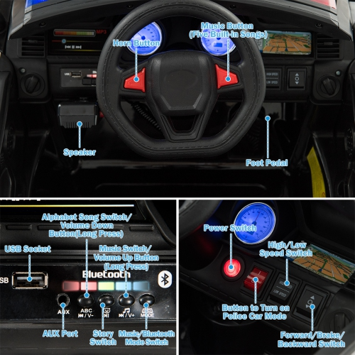 Kids 12V Electric Ride On Car with Remote Control Bluetooth, assembled - TY327435BK