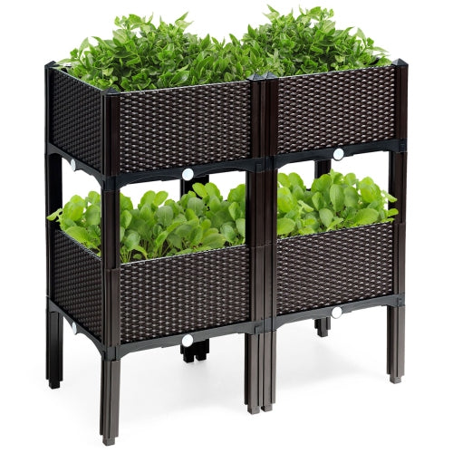 Set of 4 Raised Garden Bed Elevated Flower Vegetable Herb Grow Planter Box