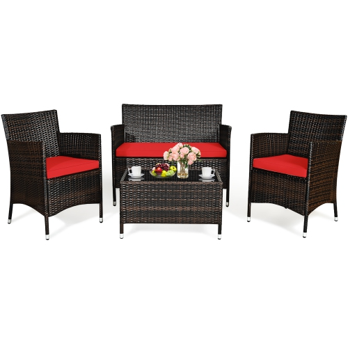 4 Pieces Patio Rattan Furniture Set - *UNASSEMBLED/IN BOX* - HW67772RE