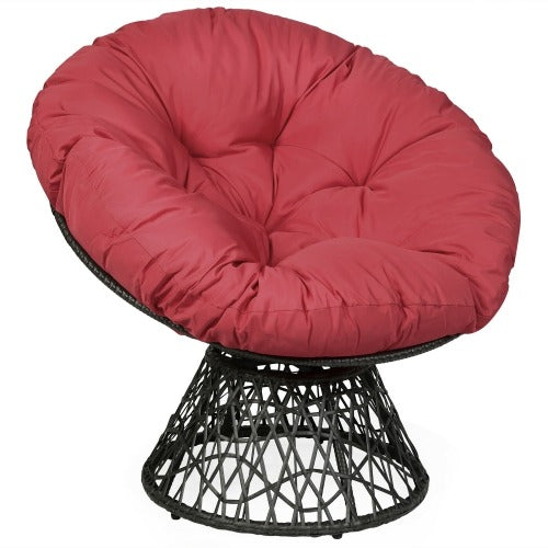 Patio Rattan Papasan Chair with 360-degree Swivel - FULLY ASSEMBLED