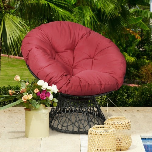 Patio Rattan Papasan Chair with 360-degree Swivel - FULLY ASSEMBLED