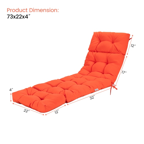 73" Lounge Chaise Cushion Padded Recliner Cushion Indoor Outdoor - Cushion only