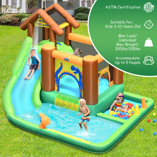 Bountech Inflatable Waterslide Bounce House Climbing Wall Ball Pit w/ Blower