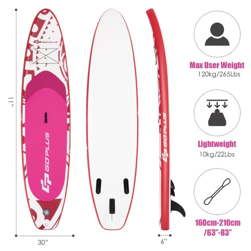 Goplus 11'Inflatable Stand Up Paddle Board SUP W/Carrying Bag Aluminum Paddle and pump