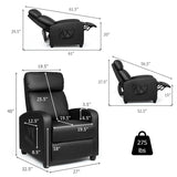 Recliner Sofa Wingback Chair with Massage Function, black, small imperfection