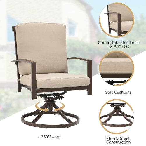 Set of 2 Patio Swivel  hairs Cushioned Armrest, in box unassembled - NP10081WL