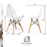 4 Pieces Modern Plastic Hollow Chair Set with Wood Leg, assembled