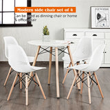 4 Pieces Modern Plastic Hollow Chair Set with Wood Leg, assembled