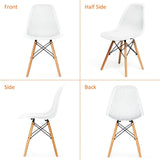 4 Pieces Modern Plastic Hollow Chair Set with Wood Leg, assembled