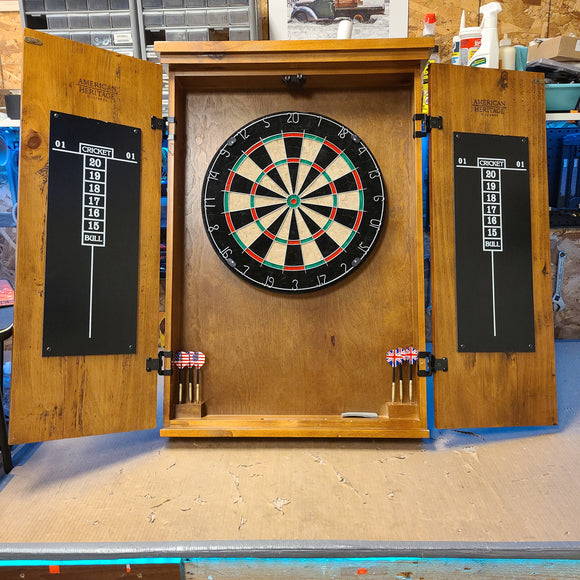 American Heritage Bristle Dartboard Cabinet Set with Darts *SCRATCH & DENT* reg $223.99