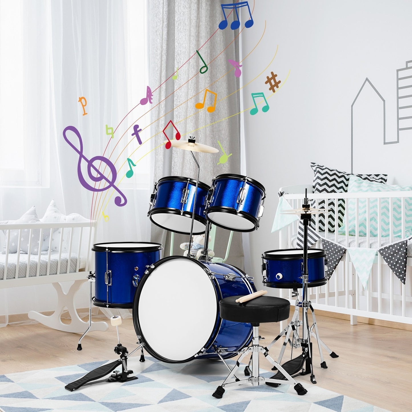 5 Pieces Complete Kids Junior Drum Set *UNASSEMBLED/IN BOX*