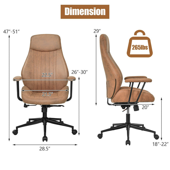 High Back Ergonomic Office Chair with Suede Fabric